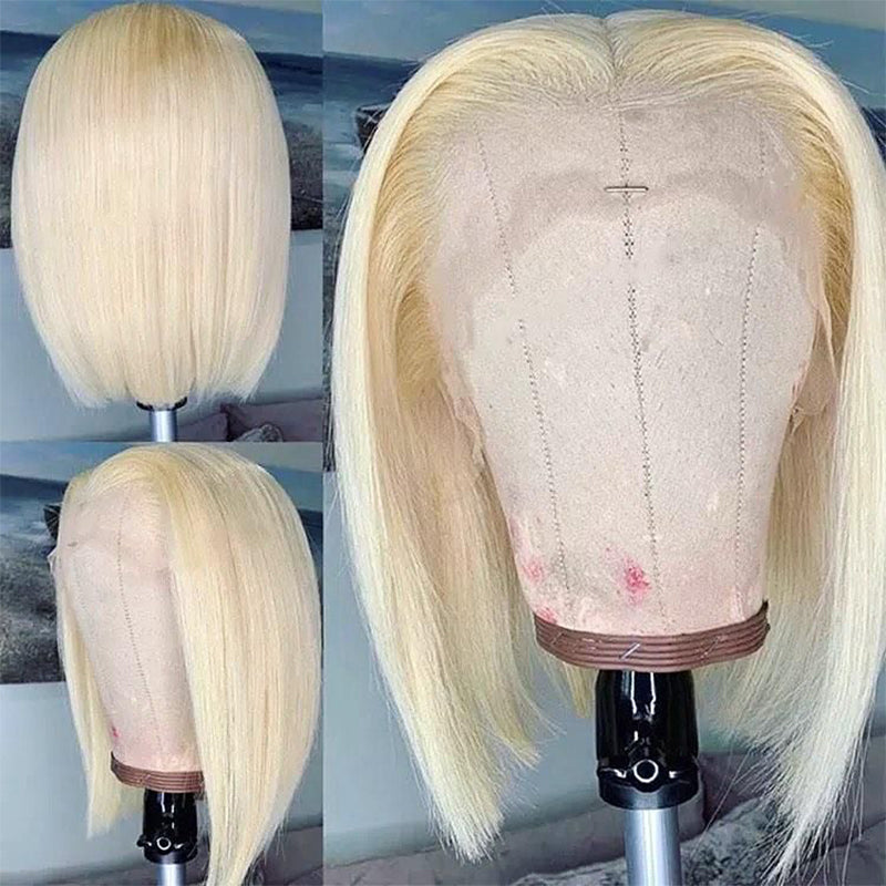 #613 Blonde Color Bob Straight Hair Lace Wigs