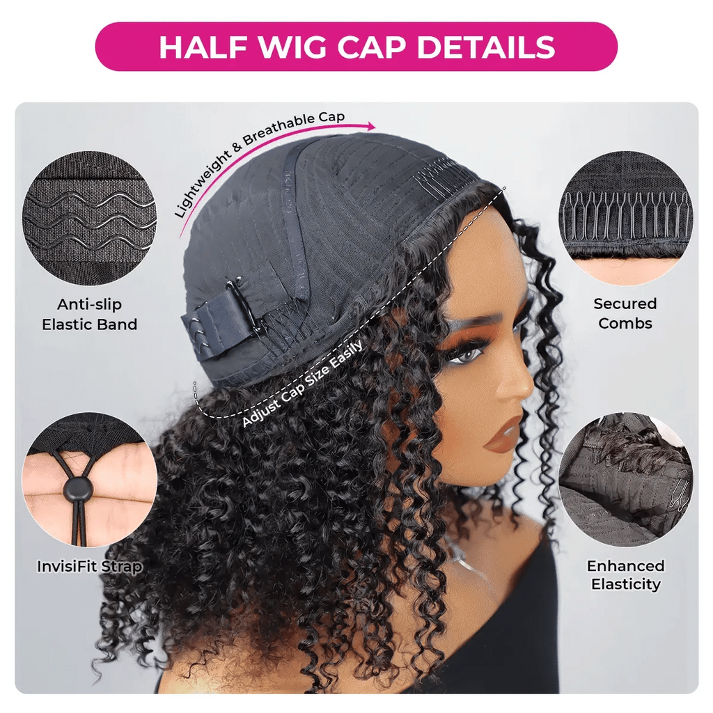 Water Wave Half Wig Invisible Hairline Beginner Friendly