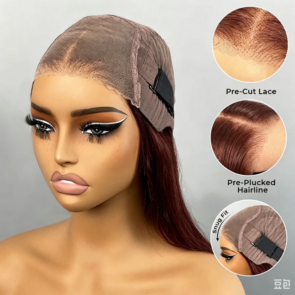 Reddish Brown Color Wear Go Straight Pre-Cut Lace Bob Glueless Wig