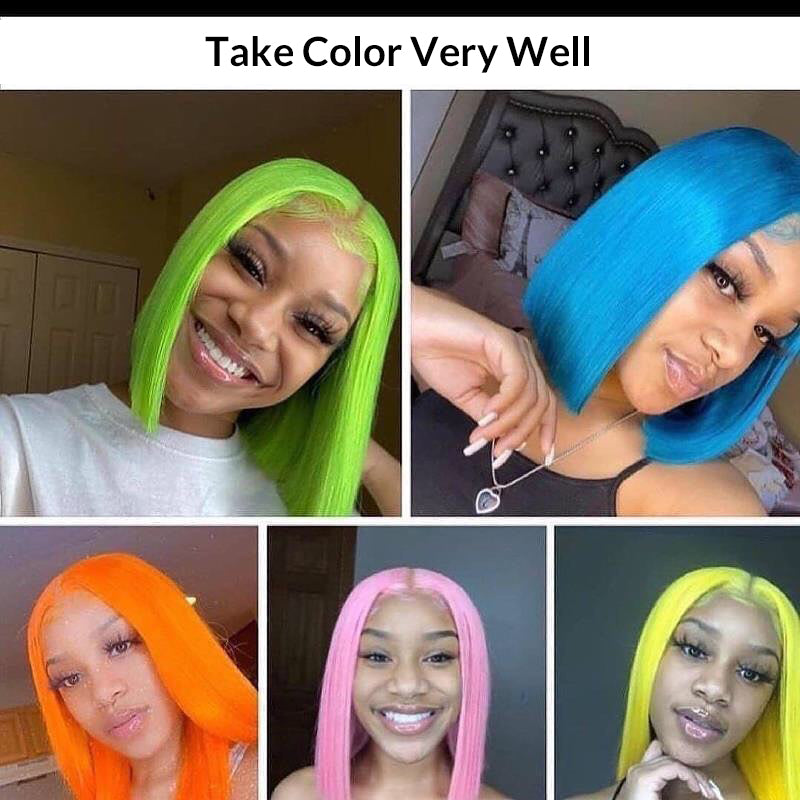 #613 Blonde Color Bob Straight Hair Lace Wigs