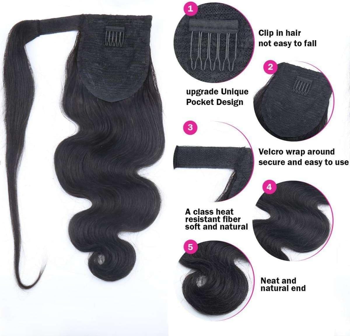 Body Wave Ponytail InvisiFit Strap Cap With Clip In 100% Human Hair