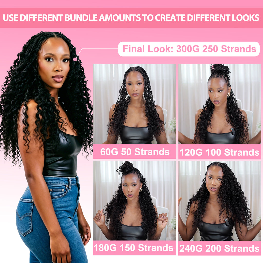 Deep Curly Crochet Human Hair for Natural Boho Braids Miracle Knots Ready Time-Saving Pre-Separated