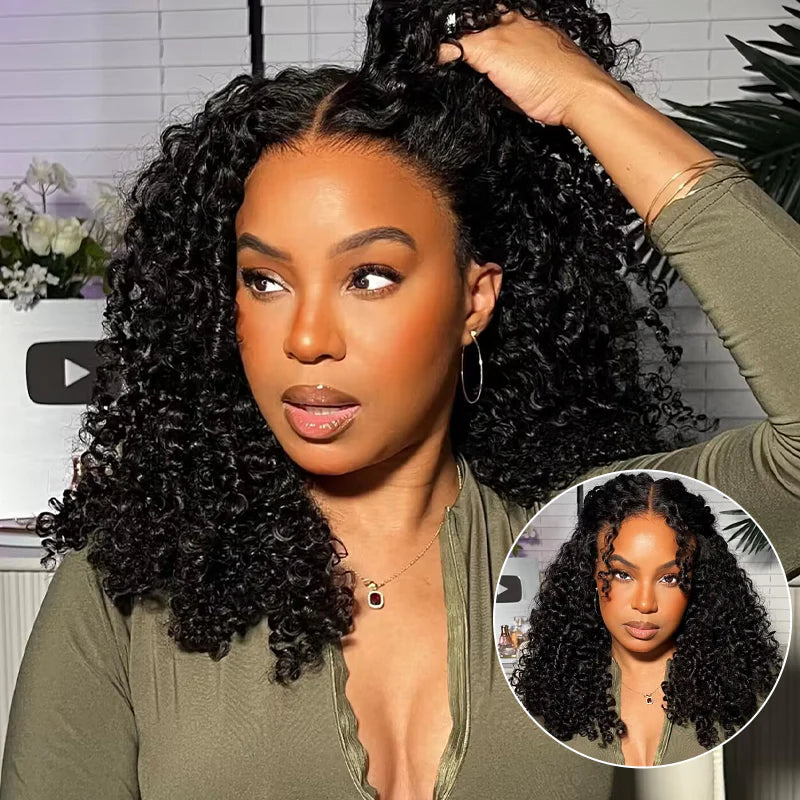 M-Cap Wear Go Kinky Curly 9x6 Pre Bleached Tiny Knots Pre-Cut HD Lace Glueless Wig